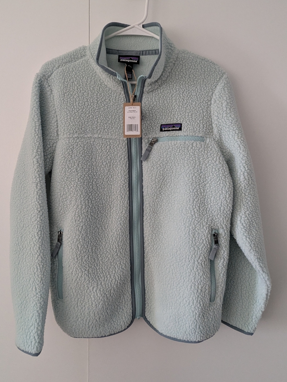 Patagonia Light Mint Green Retro Pile Full Zip Fleece Jacket